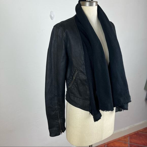 Free People Drape Front Coated Jacket in Black - Picture 3 of 8